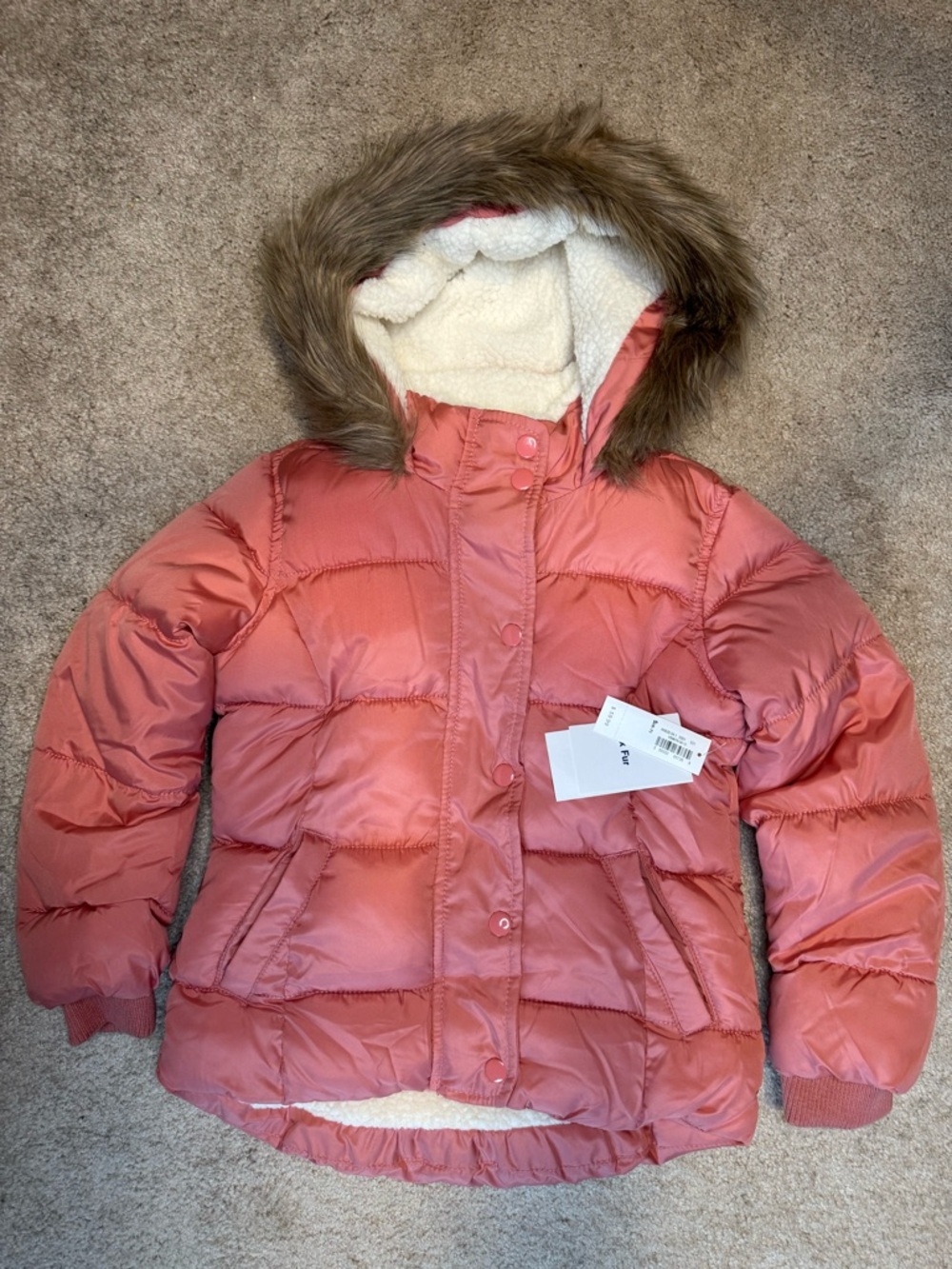 Old Navy Pink Water Resistant Wind Resistant Hooded Sherpa Lined Girls’ Jacket